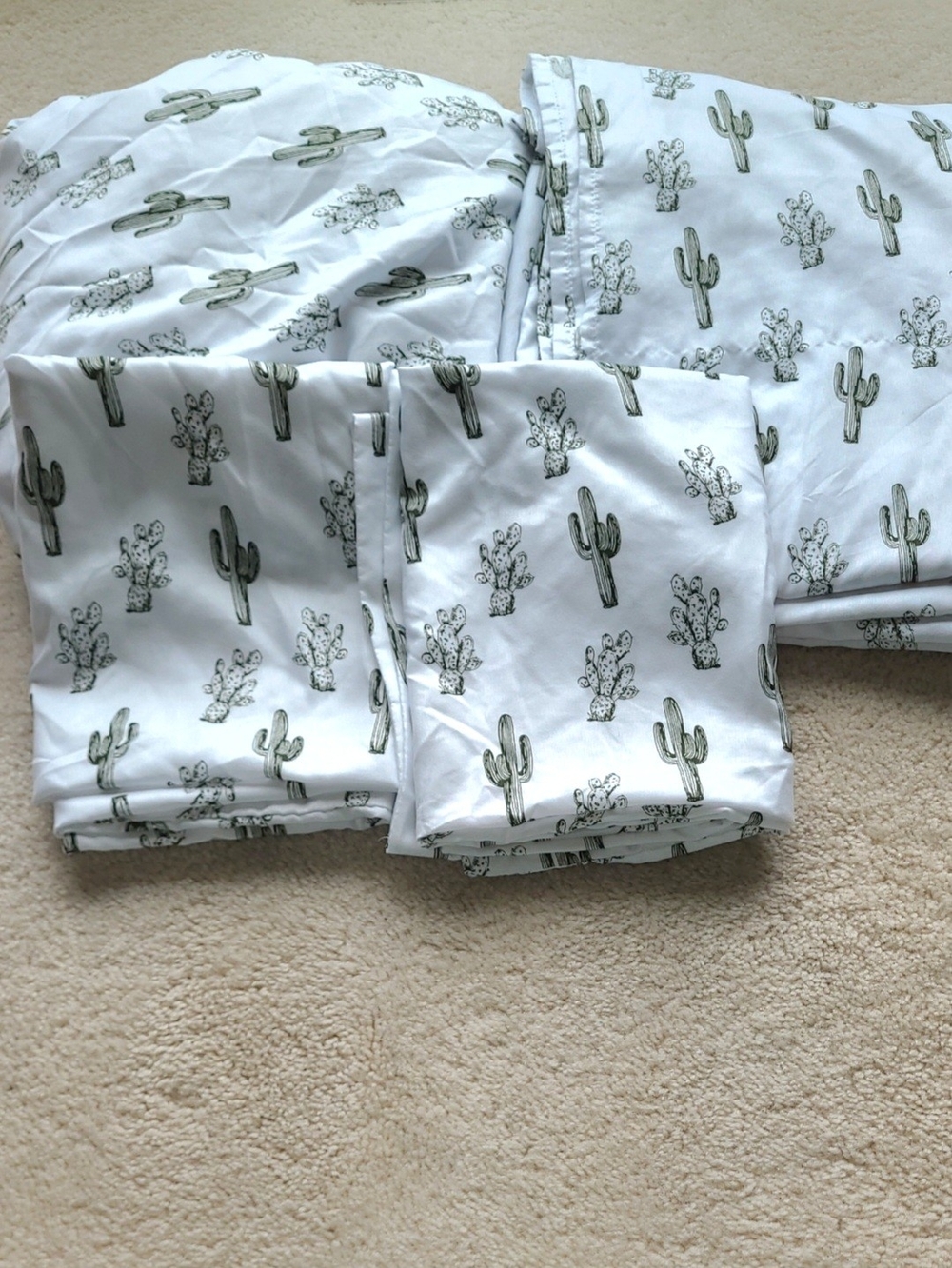 Wrangler White Bed Sheet Set with Green Cactus Print